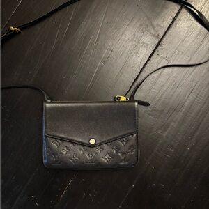 Louis Vuitton Black Quilted Crossbody Bag with Gold Detail